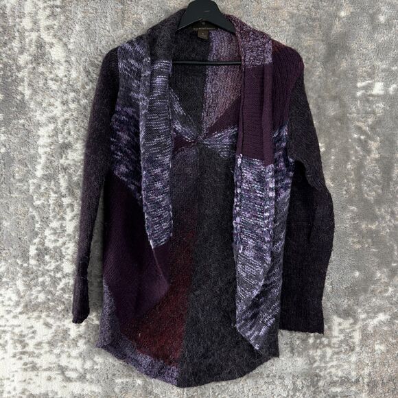 Fenn Wright Mason Sz S Colorblock Alpaca Wool Blend Cardigan Sweater Purple - Picture 1 of 7